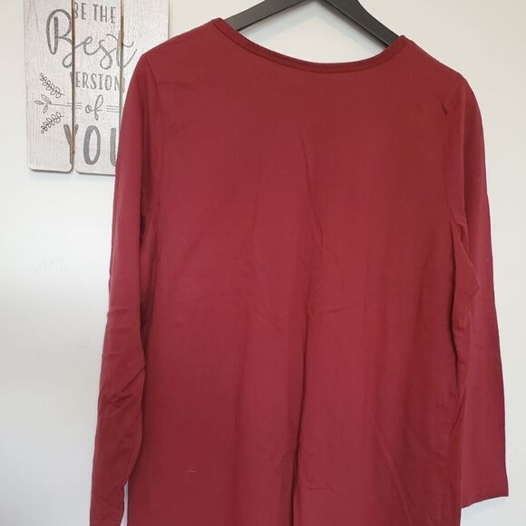 Woman Within Women's Plus Size 18/20 Maroon Long Sleeve Shirt - Picture 3 of 7